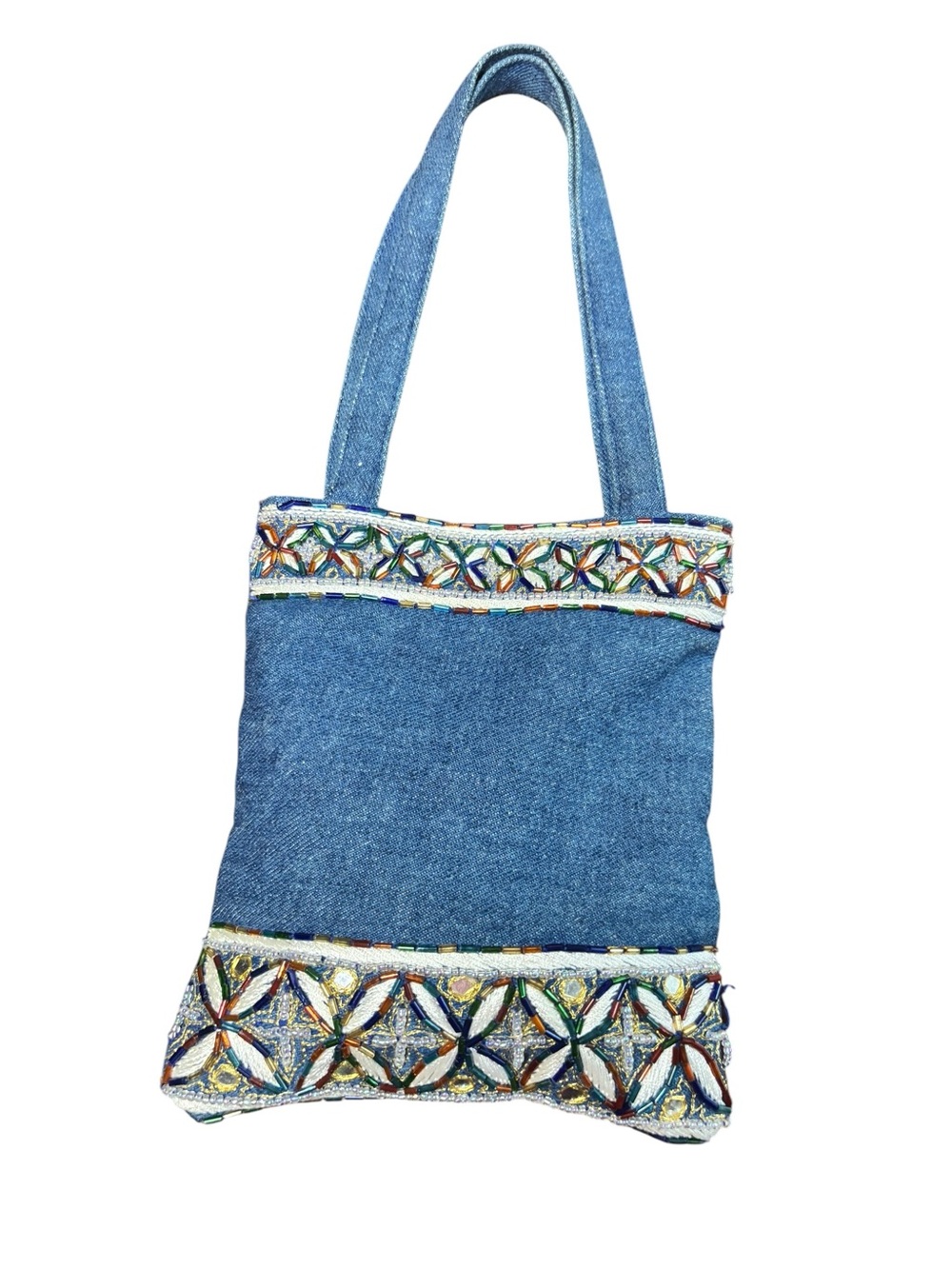 Beaded Denim Small Tote Bag - Picture 3 of 6
